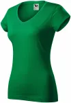 Naiste slim fit V-kaelusega T-särk, rohuroheline